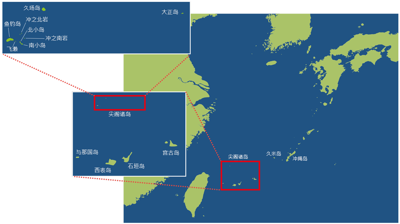 尖阁诸岛的位置